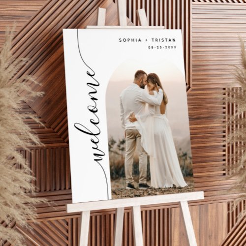 Vertical Script Photo Arch Wedding Welcome Sign
