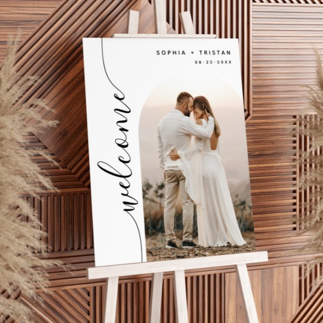 Vertical Script Photo Arch Wedding Welcome Sign (Creator Uploaded)