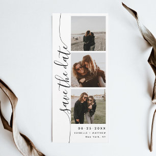 Vertical Script Photo Strip Wedding Save The Date