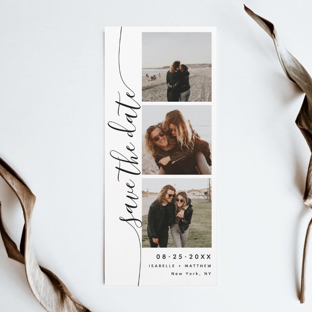 Vertical Script Photo Strip Wedding Save The Date (Creator Uploaded)