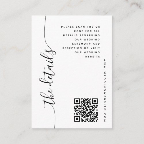 Vertical Script Wedding Details Enclosure Card