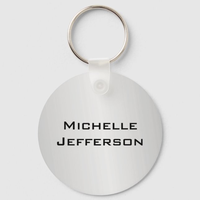 Vertical Silver Gray Stylish Trendy Modern Name Keychain (Front)