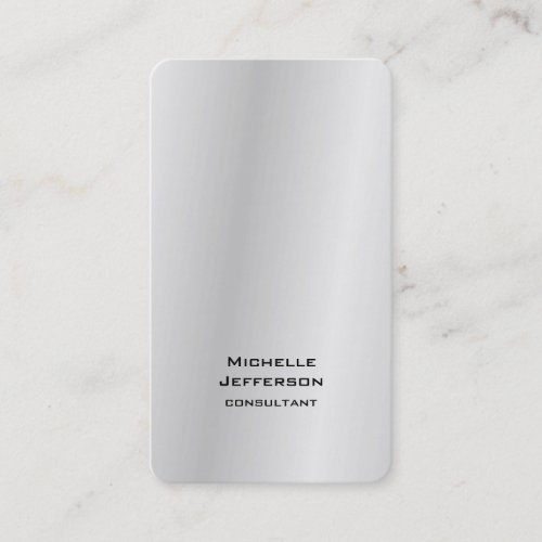 Vertical Silver Grey Stylish Trendy Modern Business Card