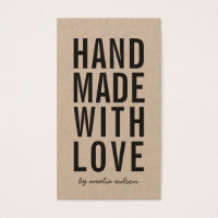 Vertical Simple Rustic Handmade With Love Kraft Business Card