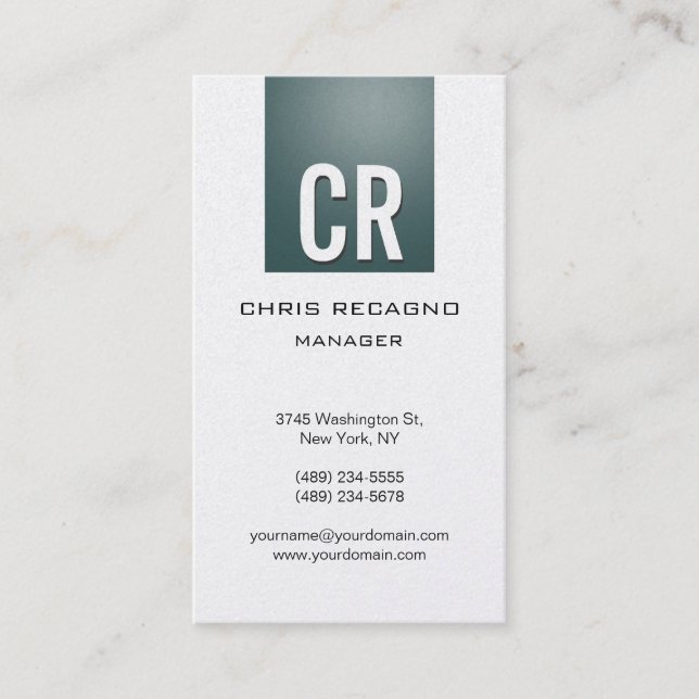 Vertical Slate Gray Pearl Background Business Card (Front)