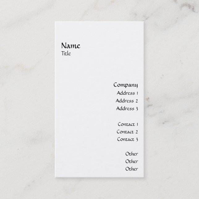 Vertical Smooth 2 Business Card (Front)