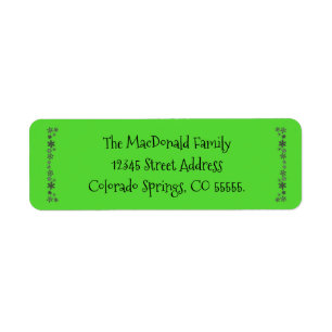 Vertical Snowflakes Green - Return Address Label