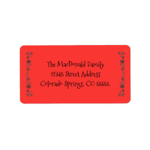 Vertical Snowflakes Red - Address Label