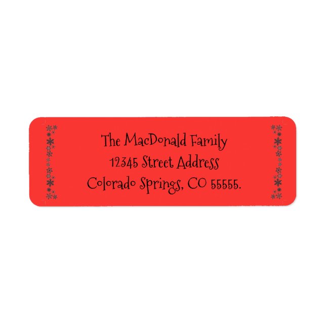 Vertical Snowflakes Red - Return Address Label (Front)