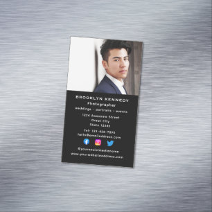 Vertical Social Media Photographer Headshot Photo Business Card Magnet