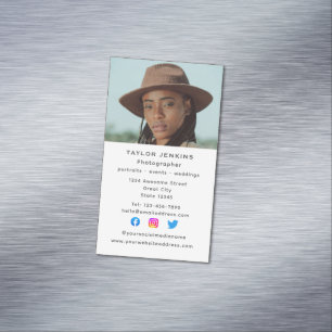 Vertical Social Media Photographer Photo Headshot Business Card Magnet