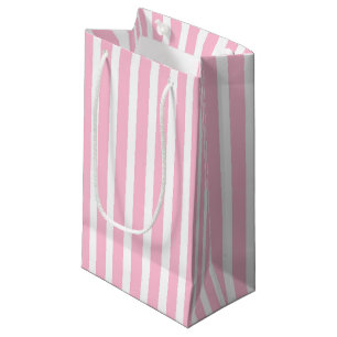 Vertical Soft Pink and White Stripes Small Gift Bag