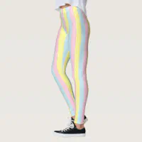 Vertical Soft Pink, Yellow and Blue Stripes Leggings