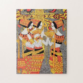 Vertical Song oriental egyptian ladies vibrant art Jigsaw Puzzle