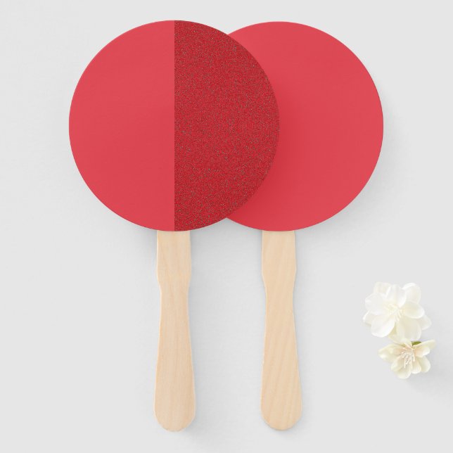 Vertical Split Tomato Red Hand Fan (Customizable) (Front and Back)