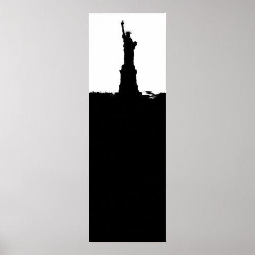 Vertical Statue of Liberty Silhouette Poster Print