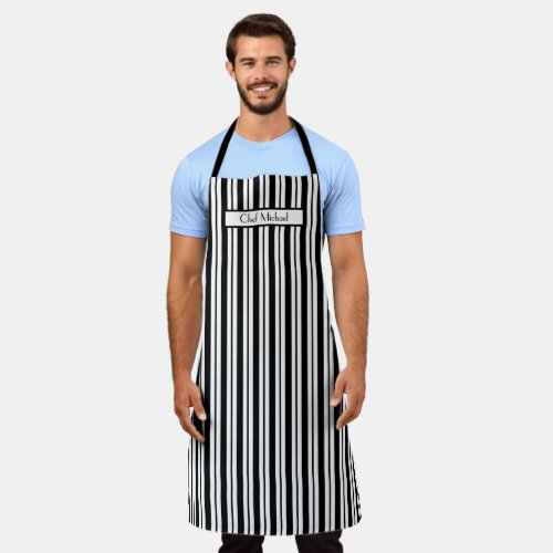 Vertical Stripe 2 DIY Colors Black White SV Apron