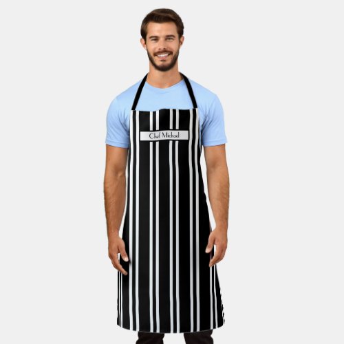 Vertical Stripe 4 DIY Colors Black White SV Apron