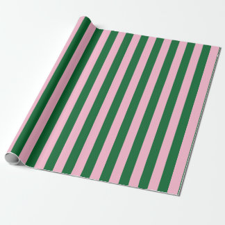 Vertical Stripe Pattern in Pink and Green Wrapping Paper