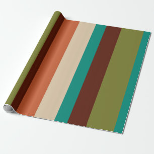 Vertical Stripe Retro Vintage Colors Pattern Wrapping Paper