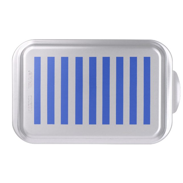 Vertical Stripe Sailor Blue & White Pattern Cake Pan (Front)
