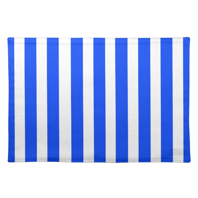 Vertical Stripe Sailor Blue & White Pattern Cloth Placemat (Front)