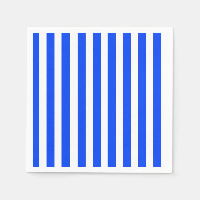 Vertical Stripe Sailor Blue & White Pattern Napkins (Front)
