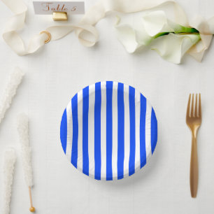 Vertical Stripe Sailor Blue & White Pattern Paper Bowls
