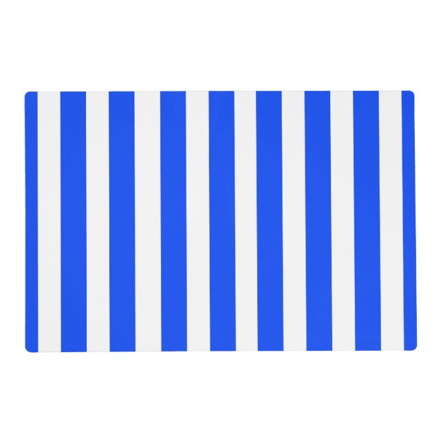Vertical Stripe Sailor Blue & White Pattern Placemat (Front)