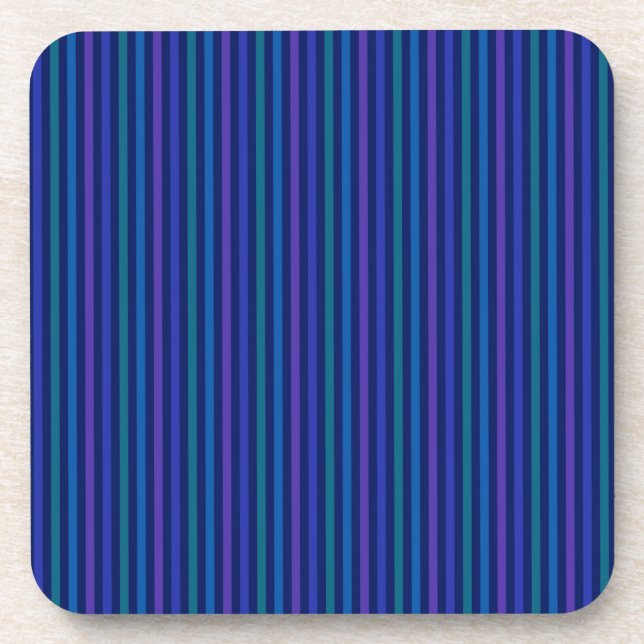 Vertical Striped Pattern Blue Green Purple Drink Coaster (Front)