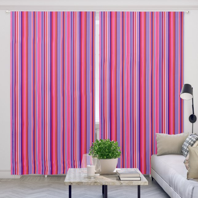 Vertical striped pattern lilac pink tones blackout curtains (Living Room)