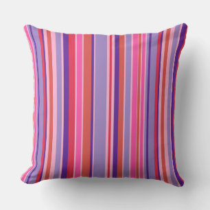 Vertical striped pattern lilac pink tones outdoor pillow