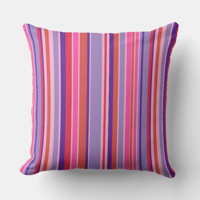 Vertical striped pattern lilac pink tones outdoor pillow (Front)