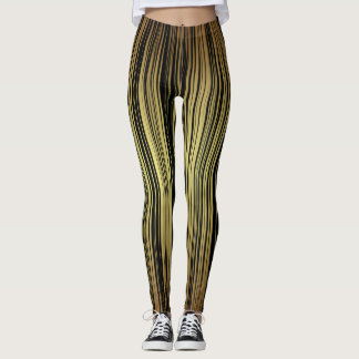 Vertical striped pattern yellow black colors leggings