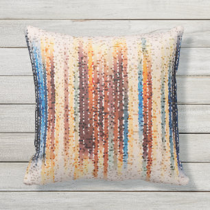 Vertical stripes, abstract, colorful, modern outdoor pillow