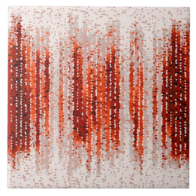 Vertical stripes, abstract, red, grey, white ceramic tile (Front)