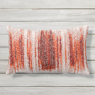 Vertical stripes, abstract, red, grey, white lumbar pillow