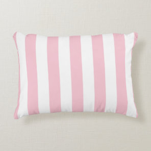 Vertical Stripes Baby Pink And White Striped Accent Pillow