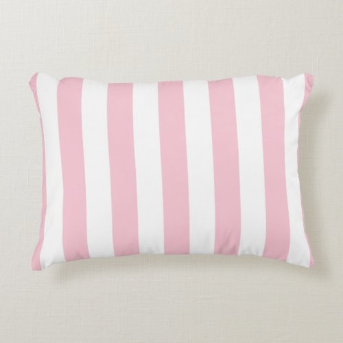 Vertical Stripes Baby Pink And White Striped Accent Pillow