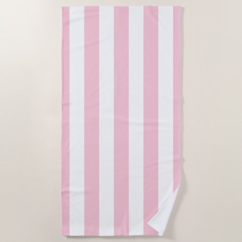Vertical Stripes Baby Pink And White Striped Beach Towel