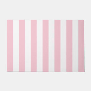 Vertical Stripes Baby Pink And White Striped Doormat