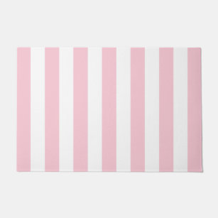 Vertical Stripes Baby Pink And White Striped Doormat