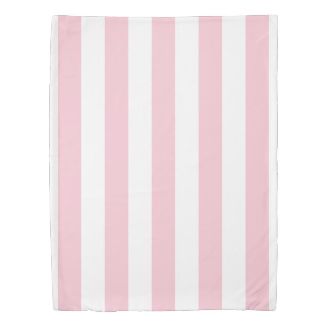 Vertical Stripes Baby Pink And White Striped Duvet (Front)