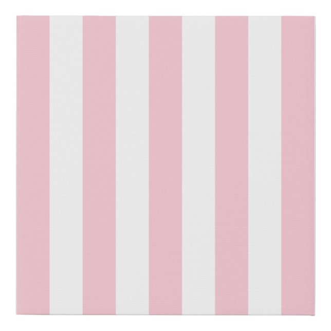 Vertical Stripes Baby Pink And White Striped Faux Canvas Print (Front)