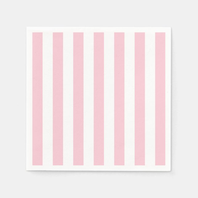 Vertical Stripes Baby Pink And White Striped Napkins (Front)