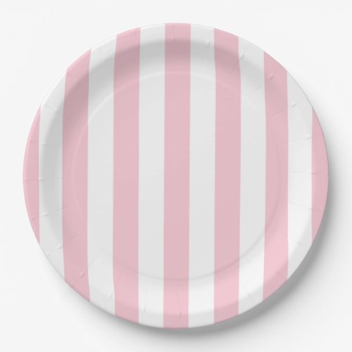 Vertical Stripes Baby Pink And White Striped Paper Plates