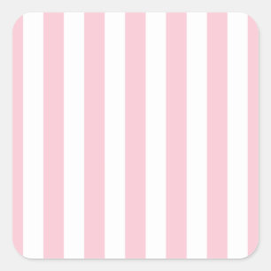 Vertical Stripes Baby Pink And White Striped Square Sticker