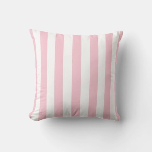 Vertical Stripes Baby Pink And White Striped Throw Pillow