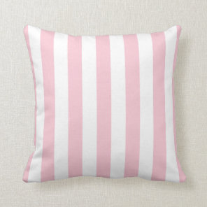 Vertical Stripes Baby Pink And White Striped Throw Pillow
