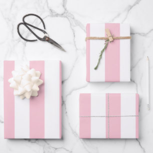 Vertical Stripes Baby Pink And White Striped Wrapping Paper Sheets
